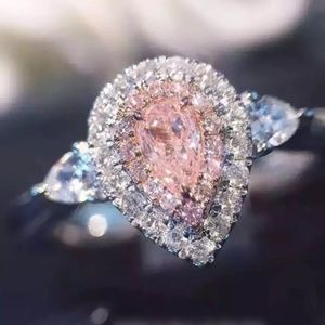 Amazing pink crystal diamond ring silver sz 5